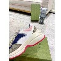 Gucci Unisex GG Rhyton Sneaker Beige Blue Pink GG Supreme Canvas Low Heel (1)