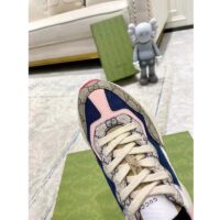 Gucci Unisex GG Rhyton Sneaker Beige Blue Pink GG Supreme Canvas Low Heel (1)