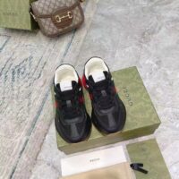 Gucci Unisex GG Rhyton Sneaker Black Leather Mesh Rubber Sole Low Heel (2)