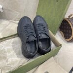 Gucci Unisex GG Rhyton Sneaker Black Leather Rubber Sole Low Heel - Image 8