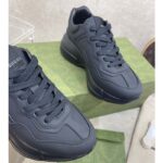 Gucci Unisex GG Rhyton Sneaker Black Leather Rubber Sole Low Heel - Image 9