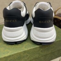 Gucci Unisex GG Rhyton Sneaker Black White Leather Rubber Sole 5 Cm Low Heel (11)