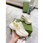 Gucci Unisex GG Rhyton Sneaker White Demetra Inlaid Interlocking G Stars Rubber Low Heel - Bild 8