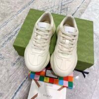 Gucci Unisex GG Rhyton Sneaker White Demetra Inlaid Interlocking G Stars Rubber Low Heel (9)