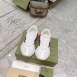 Gucci Unisex GG Rhyton Sneaker White Leather Mesh Rubber Sole Low Heel - Image 3