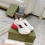 Gucci Unisex GG Rhyton Sneaker White Leather Mesh Rubber Sole Low Heel - Image 2