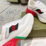 Gucci Unisex GG Rhyton Sneaker White Leather Mesh Rubber Sole Low Heel - Image 10