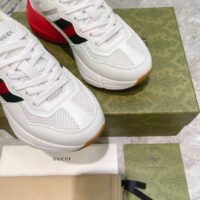 Gucci Unisex GG Rhyton Sneaker White Leather Mesh Rubber Sole Low Heel (1)