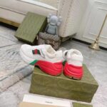 Gucci Unisex GG Rhyton Sneaker White Leather Mesh Rubber Sole Low Heel - Image 6