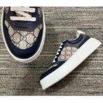 Gucci Unisex GG Sneaker Beige Blue Supreme Canvas Rubber Mid 5.5 Cm Heel - Image 7