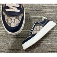Gucci Unisex GG Sneaker Beige Blue Supreme Canvas Rubber Mid 5.5 Cm Heel (8)