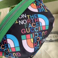 Gucci Unisex GG The North Face x Gucci Belt Bag Black Green Leather Zipper Closure (3)