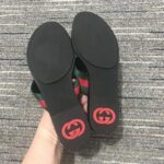 Gucci Unisex GG Thong Web Sandal Interlocking G Leather Sole Square Toe Flat - Image 9