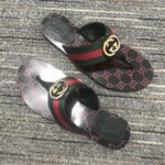 Gucci Unisex GG Thong Web Sandal Interlocking G Leather Sole Square Toe Flat - Image 2