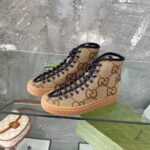 Gucci Unisex High-Top Maxi GG Sneaker Camel Ebony Canvas Low 3 Cm Heel - Imagen 3