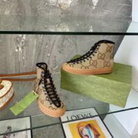 Gucci Unisex High-Top Maxi GG Sneaker Camel Ebony Canvas Low 3 Cm heel (10)