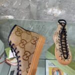 Gucci Unisex High-Top Maxi GG Sneaker Camel Ebony Canvas Low 3 Cm Heel - Imagen 9