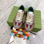Gucci Unisex Rhyton Sneaker Beige Brick Red GG Supreme Canvas Low Heel – Image 3