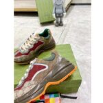 Gucci Unisex Rhyton Sneaker Beige Brick Red GG Supreme Canvas Low Heel – Image 9