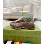 Gucci Unisex Rhyton Sneaker Beige Brick Red GG Supreme Canvas Low Heel – Image 4