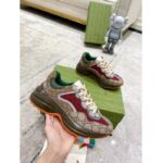 Gucci Unisex Rhyton Sneaker Beige Brick Red GG Supreme Canvas Low Heel – Image 7