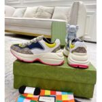 Gucci Unisex Rhyton Sneaker Beige White Blue GG Supreme Canvas Low Heel - Image 4