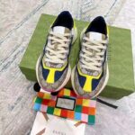 Gucci Unisex Rhyton Sneaker Beige White Blue GG Supreme Canvas Low Heel - Image 5