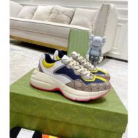 Gucci Unisex Rhyton Sneaker Beige White Blue GG Supreme Canvas Low Heel (5)