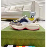 Gucci Unisex Rhyton Sneaker Beige White Blue GG Supreme Canvas Low Heel - Image 3