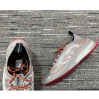 Gucci Unisex Run Sneaker Grey Orange GG Technical Knit Fabric Rubber Interlocking G (10)