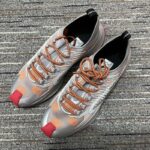 Gucci Unisex Run Sneaker Grey Orange GG Technical Knit Fabric Rubber Interlocking G - Image 4