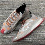 Gucci Unisex Run Sneaker Grey Orange GG Technical Knit Fabric Rubber Interlocking G - Image 6