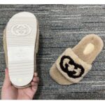 Gucci Unisex Slide Sandal Interlocking G Light Brown Merino Wool Flat - Image 6