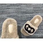 Gucci Unisex Slide Sandal Interlocking G Light Brown Merino Wool Flat - Image 8