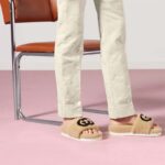 Gucci Unisex Slide Sandal Interlocking G Light Brown Merino Wool Flat - Image 9