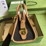 Gucci Unisex Small Canvas Top Handle Bag Double G Brown Black Original GG Canvas - immagine 4