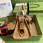 Gucci Unisex Small Canvas Top Handle Bag Double G Light Brown Smooth Leather - Image 4