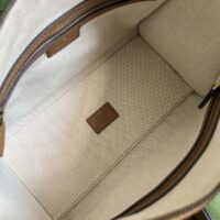Gucci Unisex Small Canvas Top Handle Bag Double G Light Brown Smooth Leather (3)