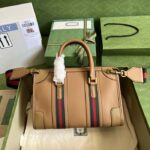 Gucci Unisex Small Canvas Top Handle Bag Double G Light Brown Smooth Leather - Image 3