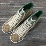 Gucci Unisex Tennis 1977 High Top Sneaker Brown Rubber Sole Flat 2 Cm Heel - Image 3