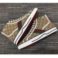 Gucci Unisex Tennis 1977 High Top Sneaker Brown Rubber Sole Flat 2 Cm Heel (2)