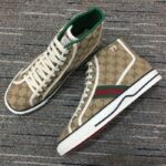 Gucci Unisex Tennis 1977 High Top Sneaker Brown Rubber Sole Flat 2 Cm Heel - Image 2