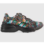 Gucci Unisex The North Face x Gucci Rhyton Sneaker Black Leather Rubber Sole 4 Cm Heel