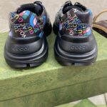 Gucci Unisex The North Face x Gucci Rhyton Sneaker Black Leather Rubber Sole 4 Cm Heel - Image 10