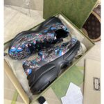 Gucci Unisex The North Face x Gucci Rhyton Sneaker Black Leather Rubber Sole 4 Cm Heel - Image 7