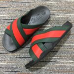 Gucci Unisex Web Slide Sandal Green Red Rubber Web Rubber Sole Low Heel - Bild 4