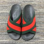 Gucci Unisex Web Slide Sandal Green Red Rubber Web Rubber Sole Low Heel - Bild 3