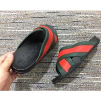 Gucci Unisex Web Slide Sandal Green Red Rubber Web Rubber Sole Low Heel (8)