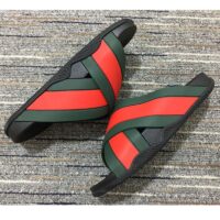 Gucci Unisex Web Slide Sandal Green Red Rubber Web Rubber Sole Low Heel (8)