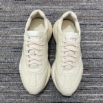 Gucci Unsiex Rhyton Star Print Sneaker Ivory Leather Interlocking G Rubber Sole Mid Heel - Image 5